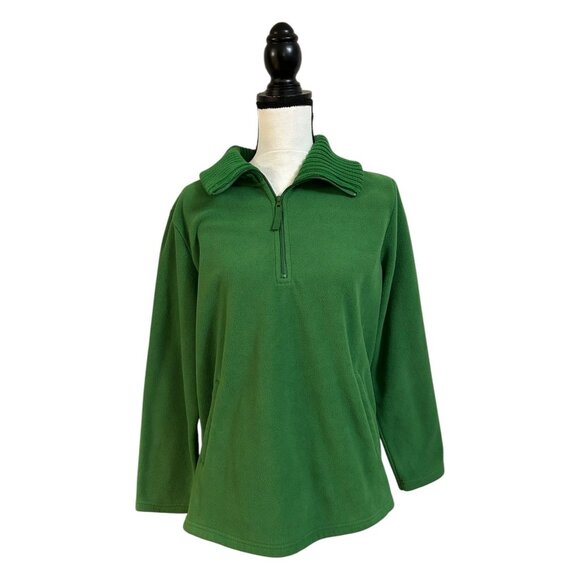 D & Co (Denim & Company) Kelly Green Fleece Pull-Over-Medium - Picture 4 of 11